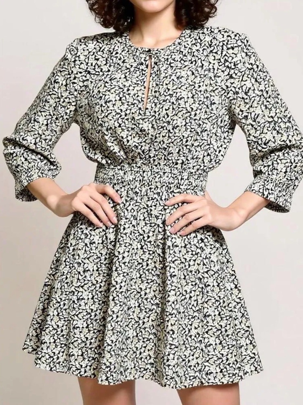 Apiece Apart Cobano Black and White Floral Mini Dress